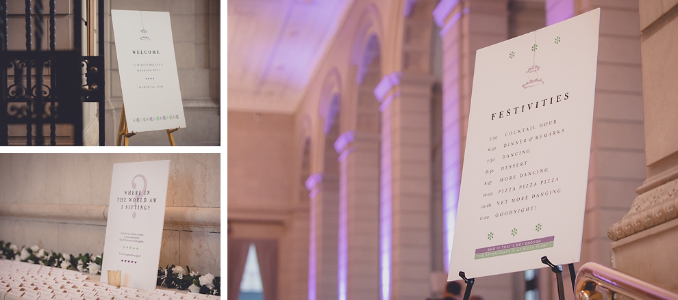 signage and decor inspiration from ballroom wedding reception venue, the Admiral Room, in Buffalo, NY