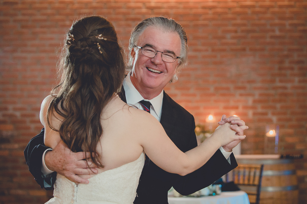 bride and father dance during wedding reception in Hotel Lafayette in Buffalo, NY