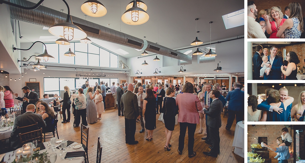 guests gather for cocktail hour at wedding reception in Hotel Lafayette in Buffalo, NY