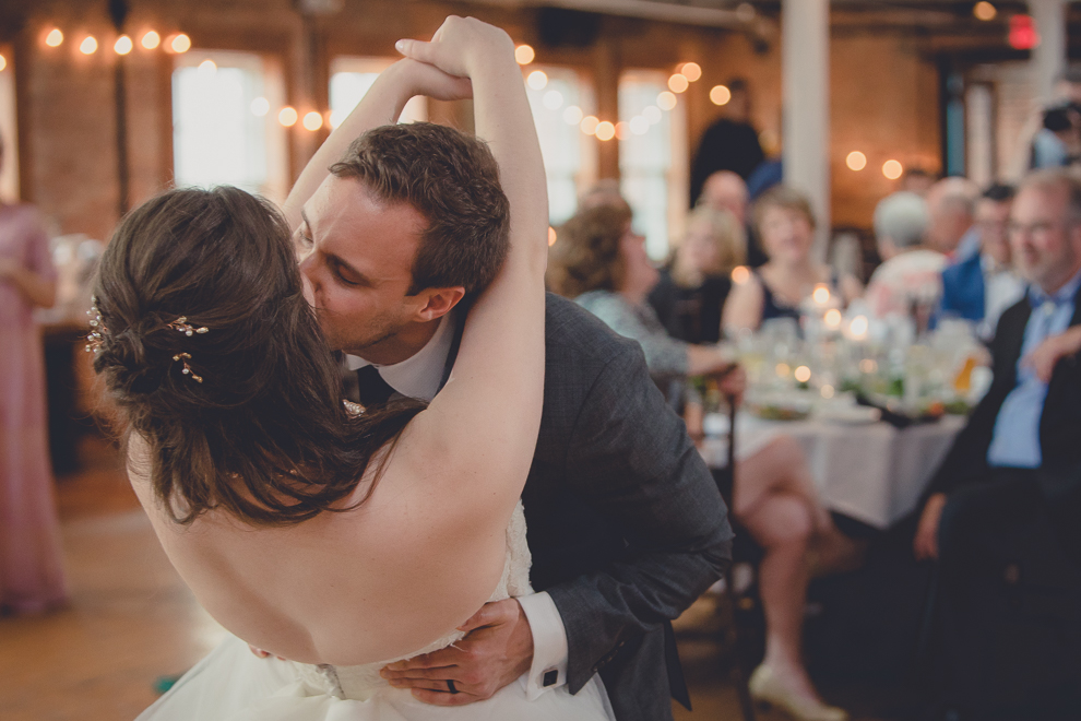 bride and groom dance during wedding reception in Hotel Lafayette in Buffalo, NY