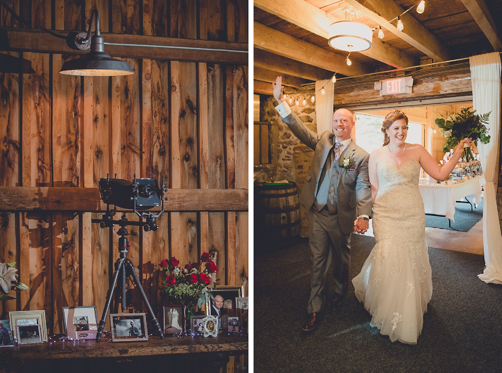 wedding reception decor in barn at a Hayloft in the Grove in East Aurora, near Buffalo, NY