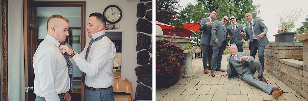 groom getting ready in cottage at a Hayloft in the Grove wedding in East Aurora, near Buffalo, NY