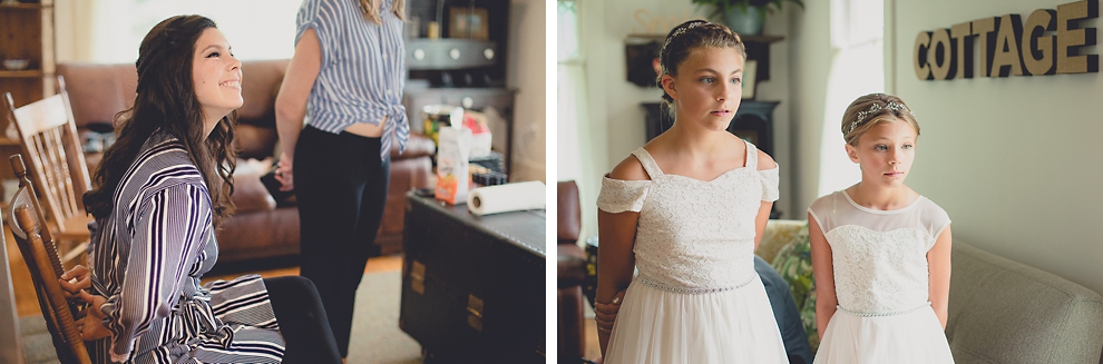 bridesmaids getting ready in cottage at a Hayloft in the Grove wedding in East Aurora, near Buffalo, NY