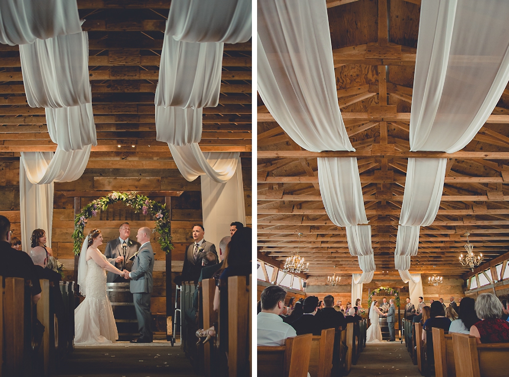 wedding ceremony in converted stables at a Hayloft in the Grove wedding in East Aurora, near Buffalo, NY