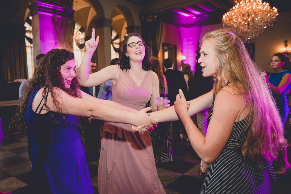 guests dance in Terrace Room at the Statler City wedding reception venue in Buffalo, NY