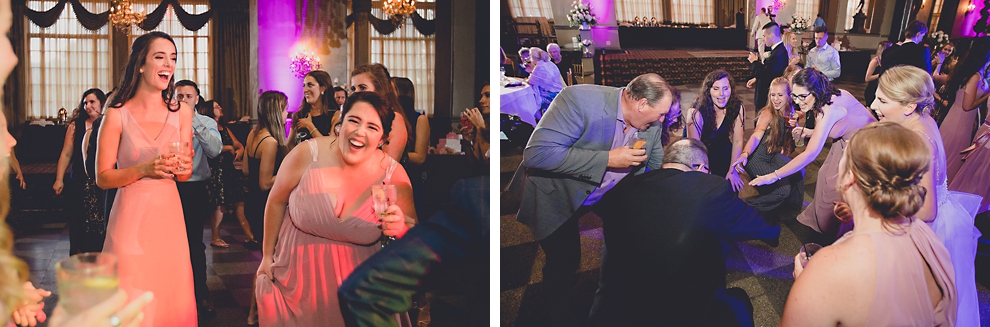 guests dance in Terrace Room at the Statler City wedding reception venue in Buffalo, NY