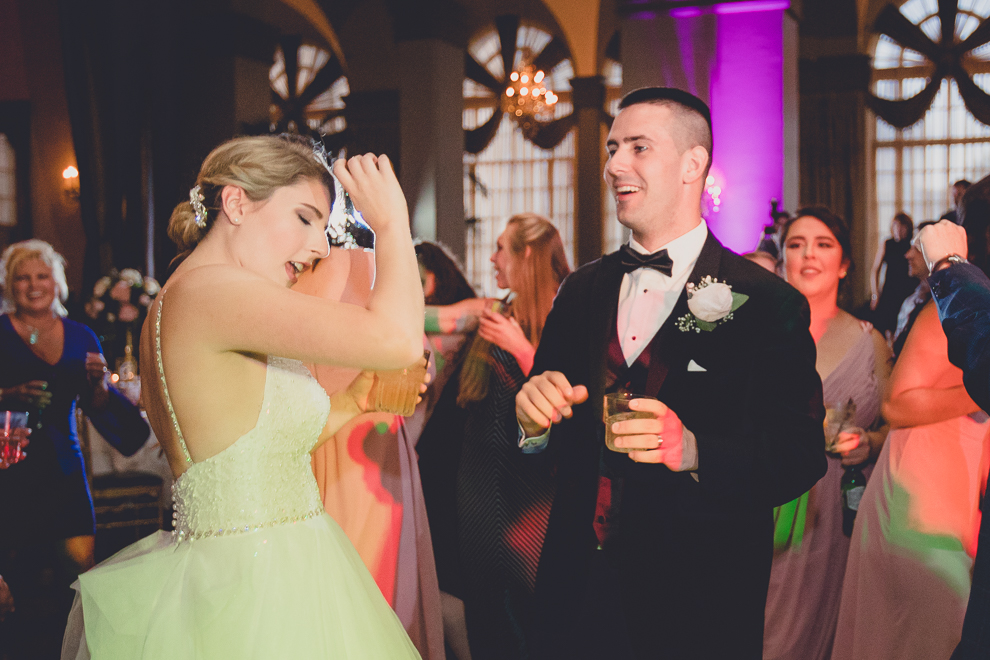 guests dance in Terrace Room at the Statler City wedding reception venue in Buffalo, NY