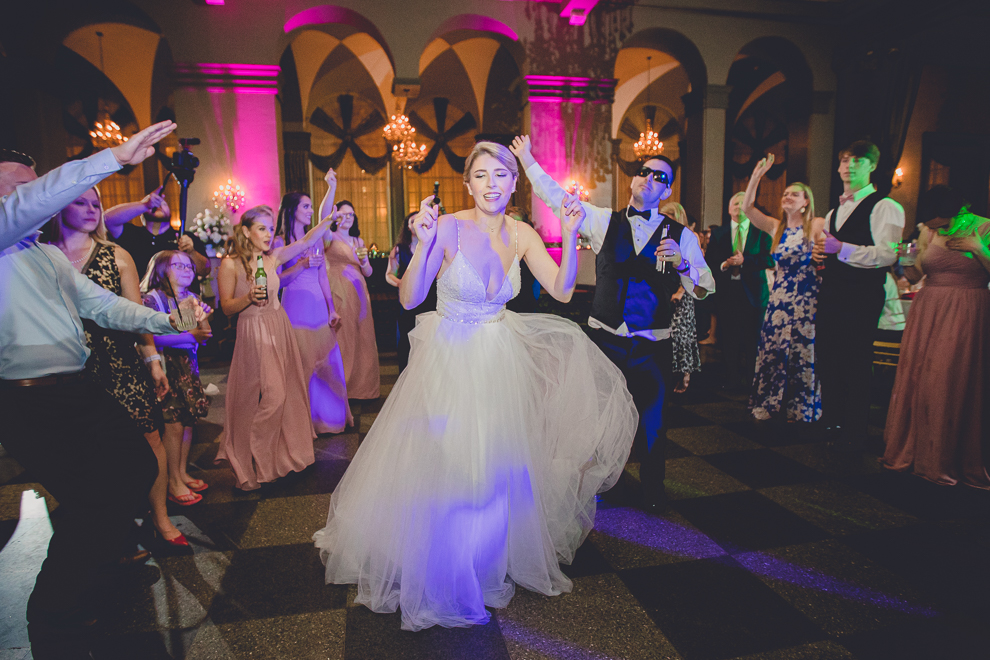 guests dance in Terrace Room at the Statler City wedding reception venue in Buffalo, NY