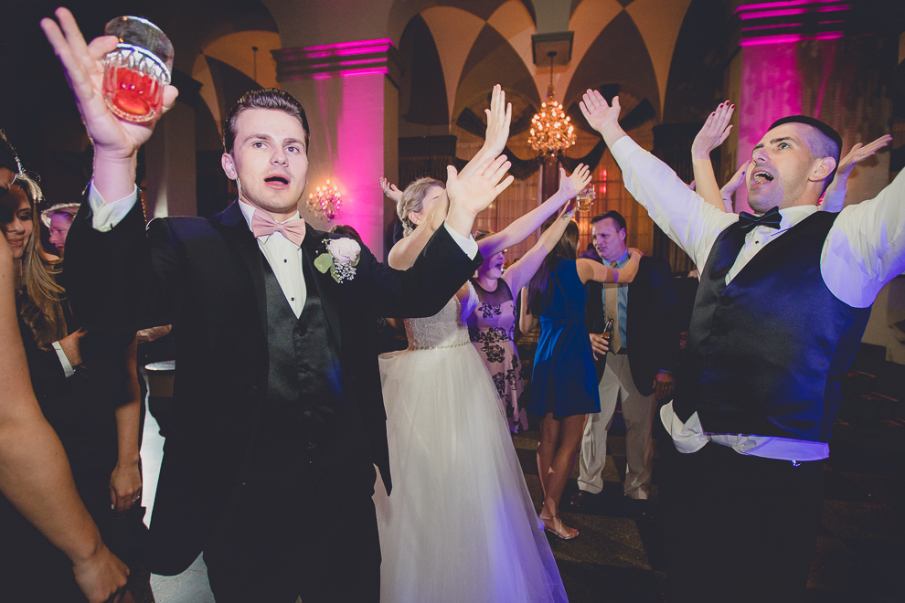 guests dance in Terrace Room at the Statler City wedding reception venue in Buffalo, NY