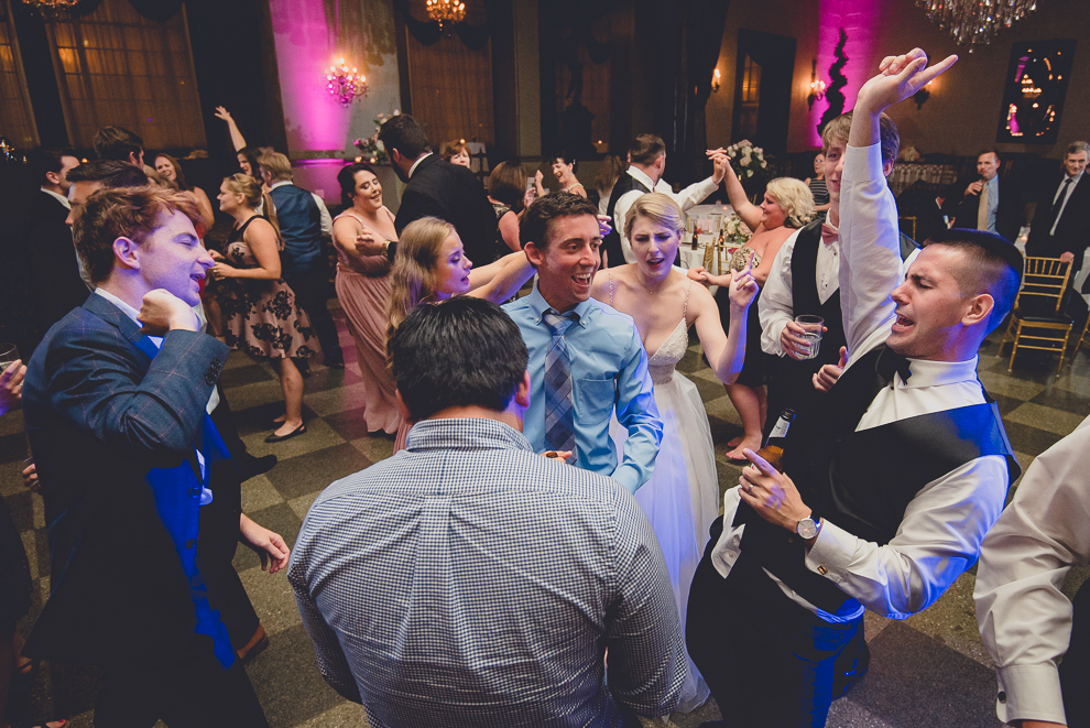 guests dance in Terrace Room at the Statler City wedding reception venue in Buffalo, NY