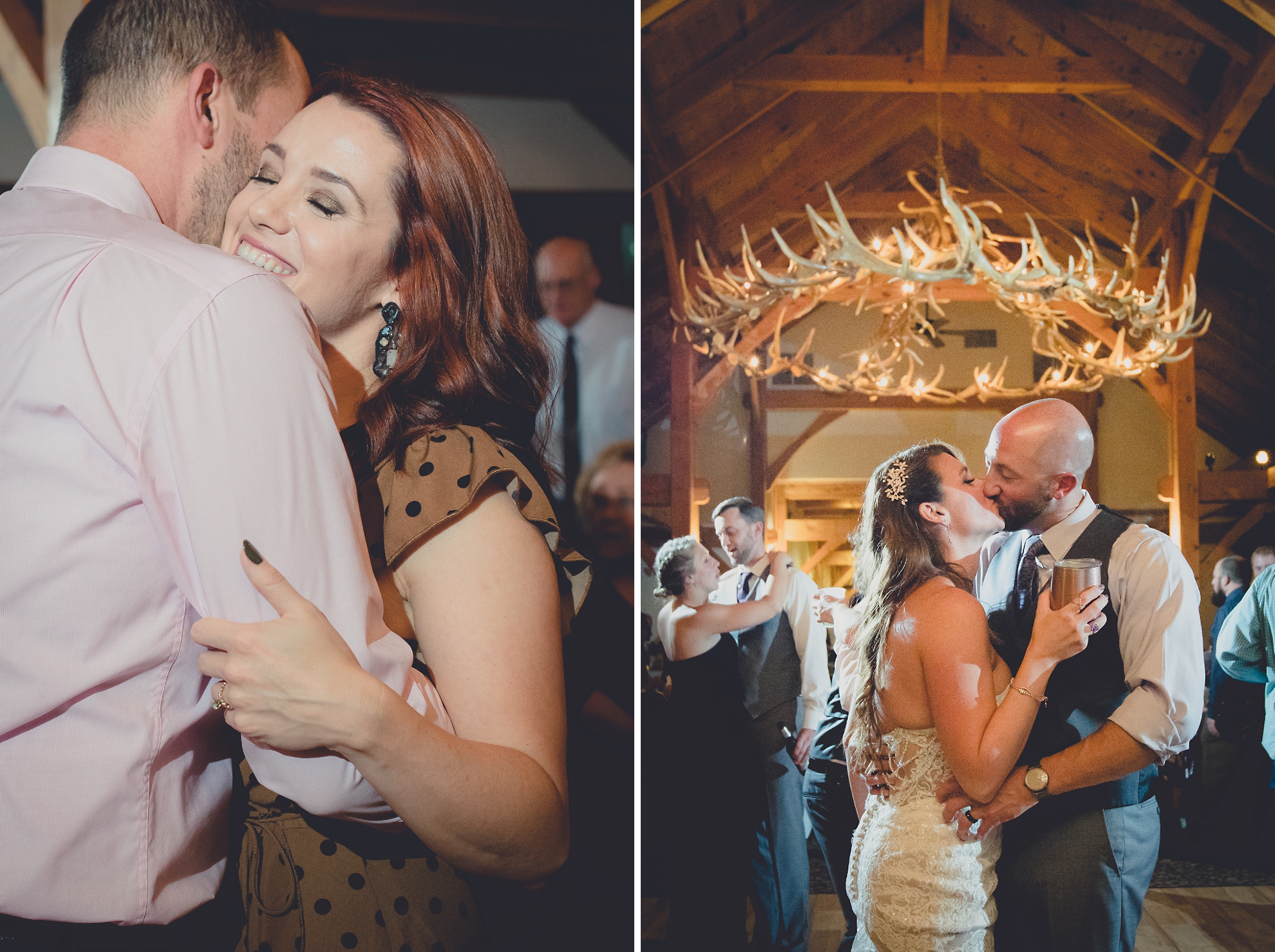 bride and groom dance in lodge at their wedding at hidden valley animal adventure near Buffalo, NY
