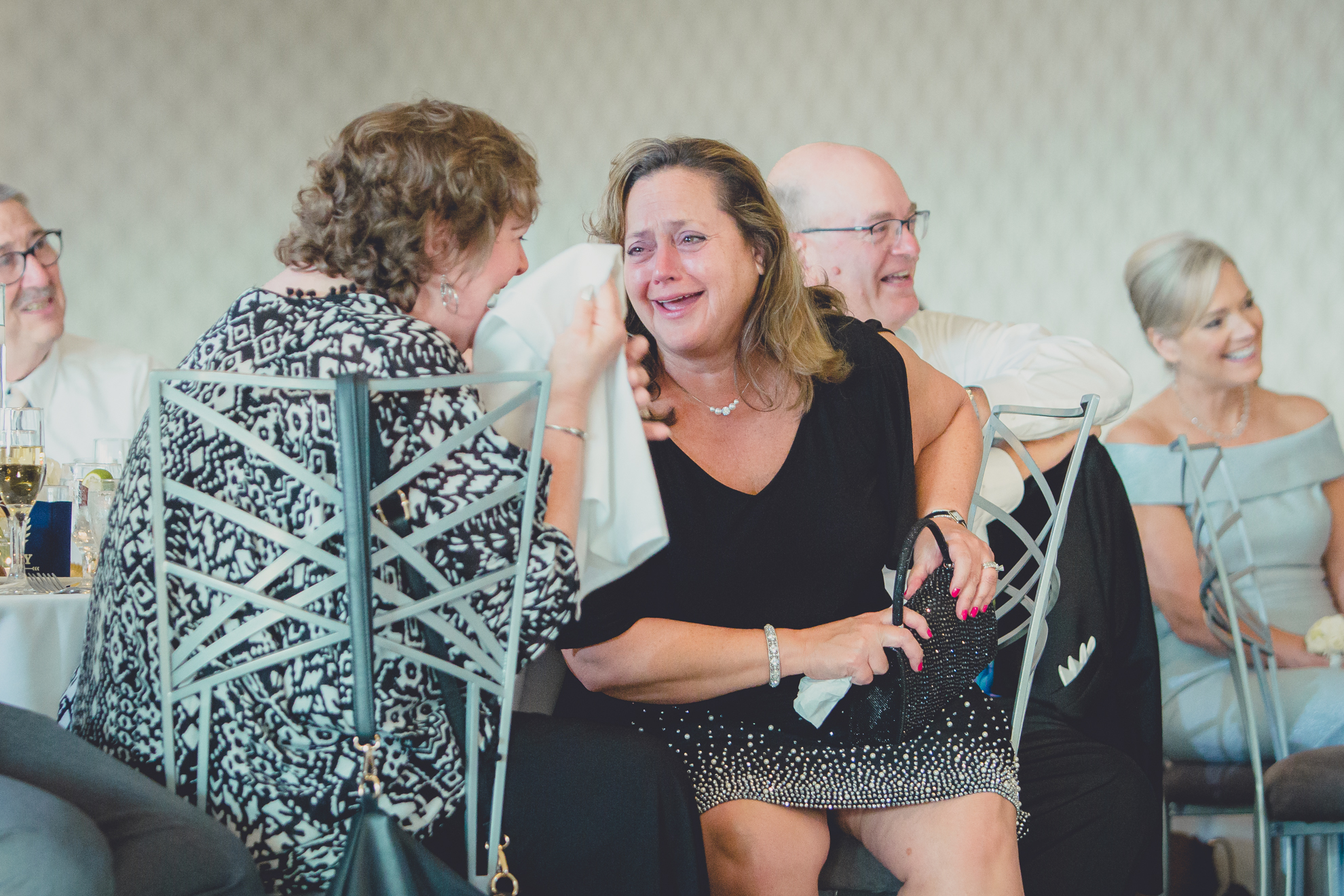 aunts cry at wedding reception at Niagara Falls Country Club in Lewiston, NY