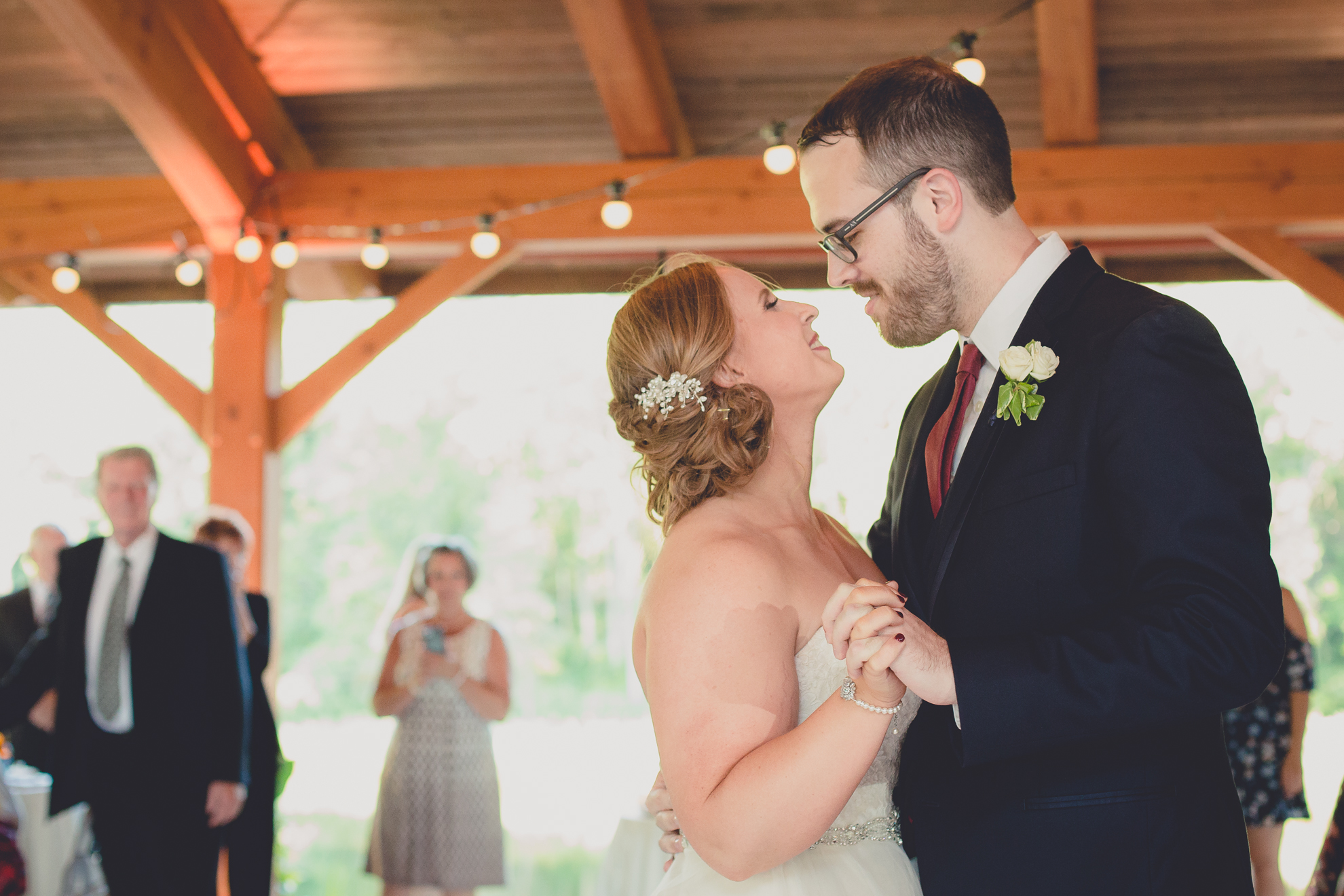 bride and groom dance outdoor wedding reception at Spring Lake Winery venue near Buffalo in WNY