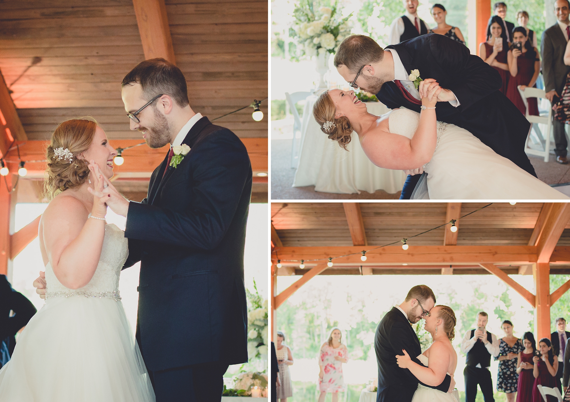 bride and groom dance outdoor wedding reception at Spring Lake Winery venue near Buffalo in WNY
