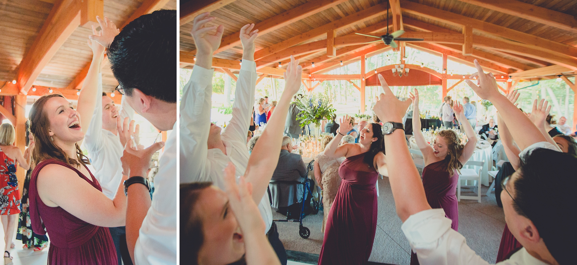 guests dance during outdoor wedding reception at Spring Lake Winery venue near Buffalo in WNY