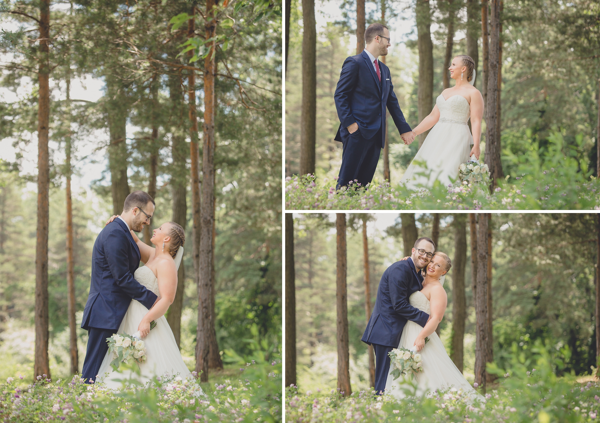 bride and groom pose for portraits at Spring Lake Winery in Niagara County before WNY wedding