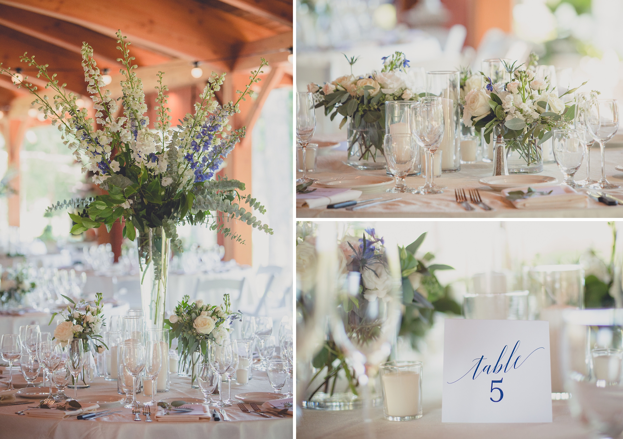 decor inspo of centerpieces during outdoor wedding reception at Spring Lake Winery near Buffalo in WNY 