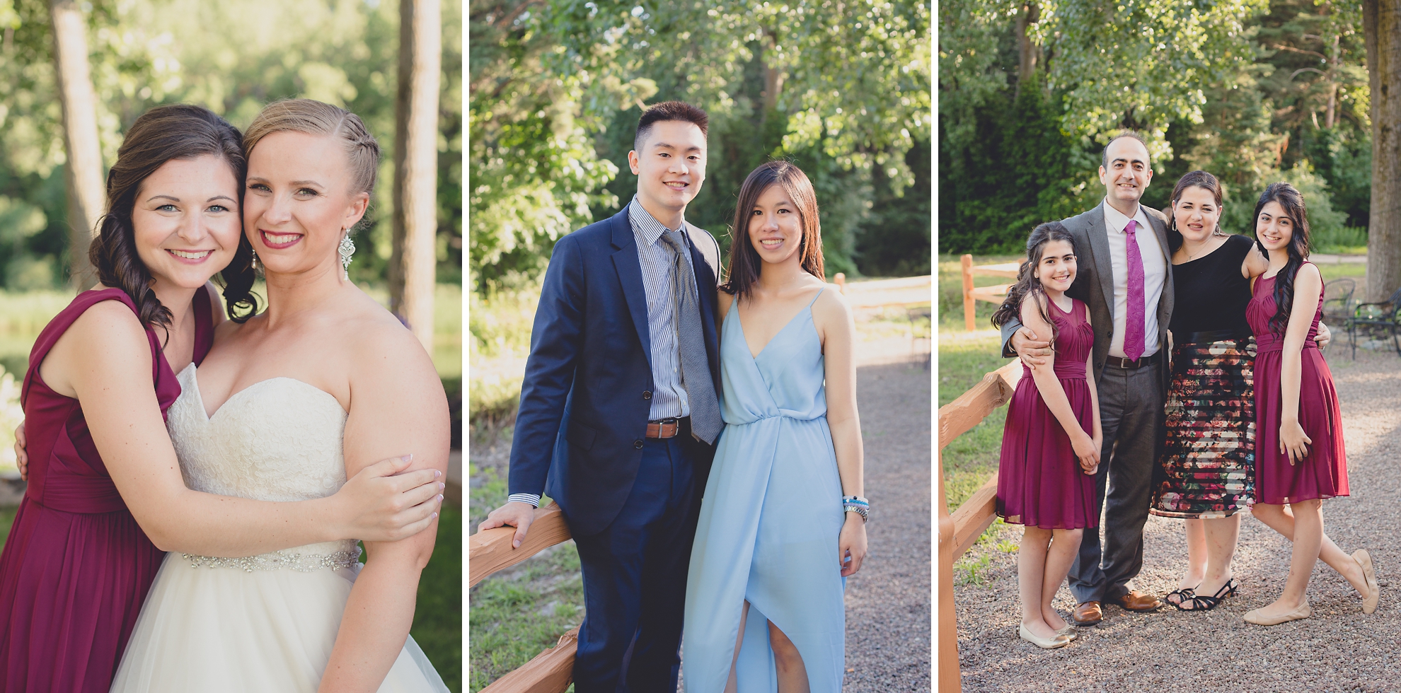 guests pose for portraits during outdoor wedding reception at Spring Lake Winery near Buffalo in WNY