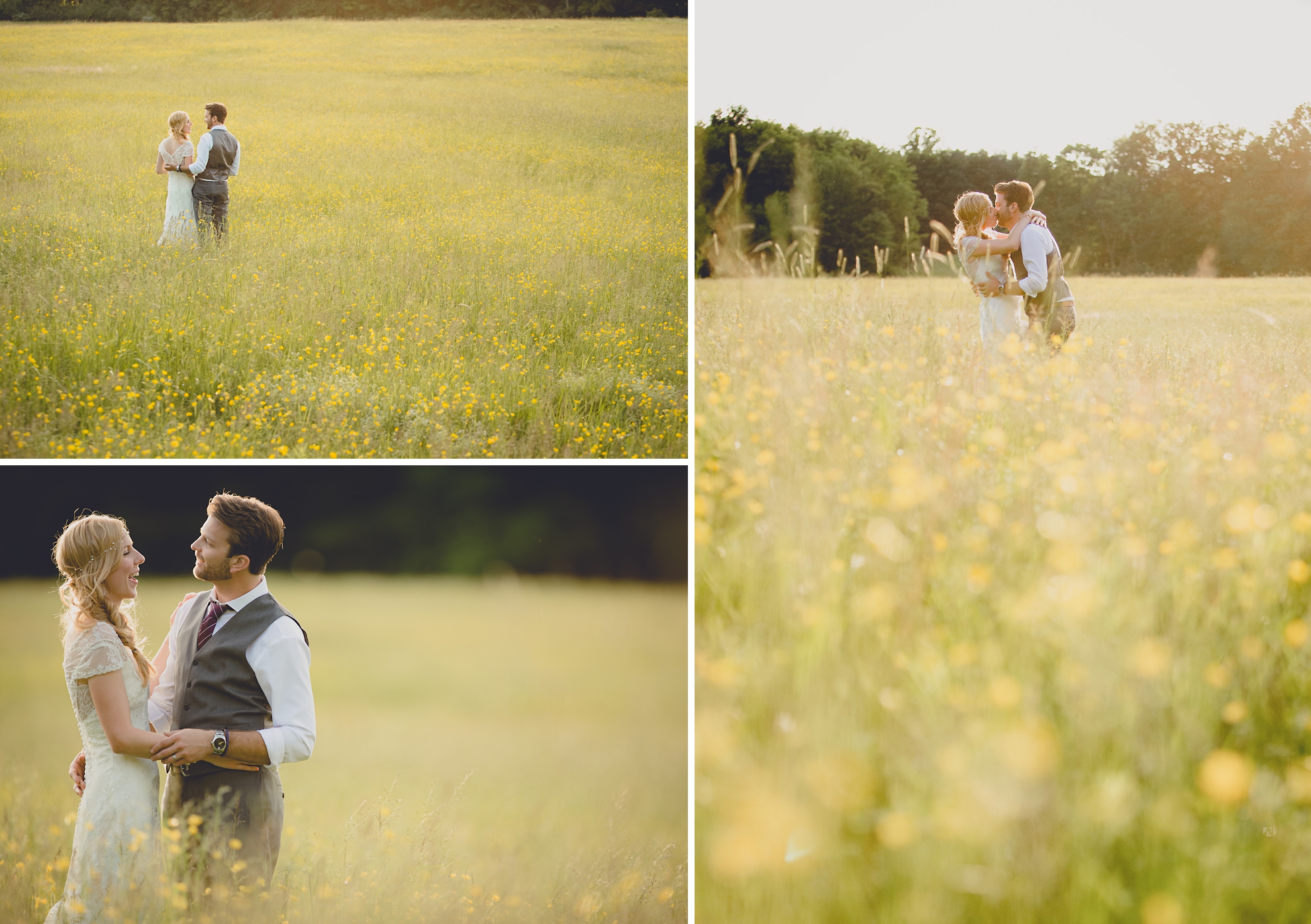 bride and groom pose for portraits in field during reception at small wedding venue Knox Farm in WNY