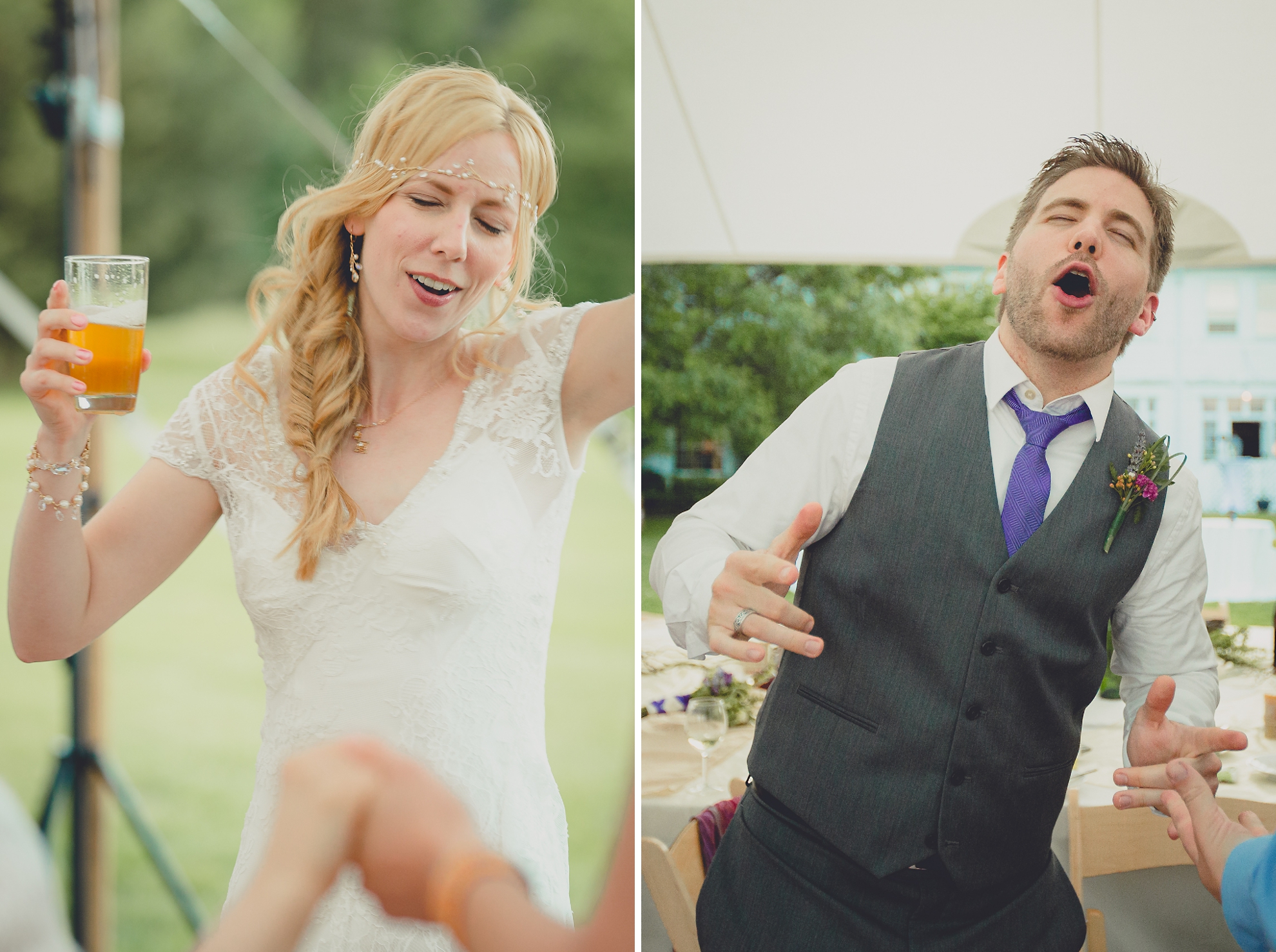 guests dance during tented reception at small wedding venue Knox Farm near Buffalo, NY