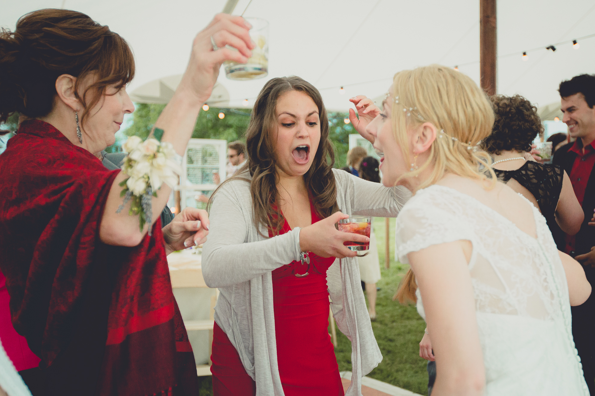 guests dance during tented reception at small wedding venue Knox Farm near Buffalo, NY