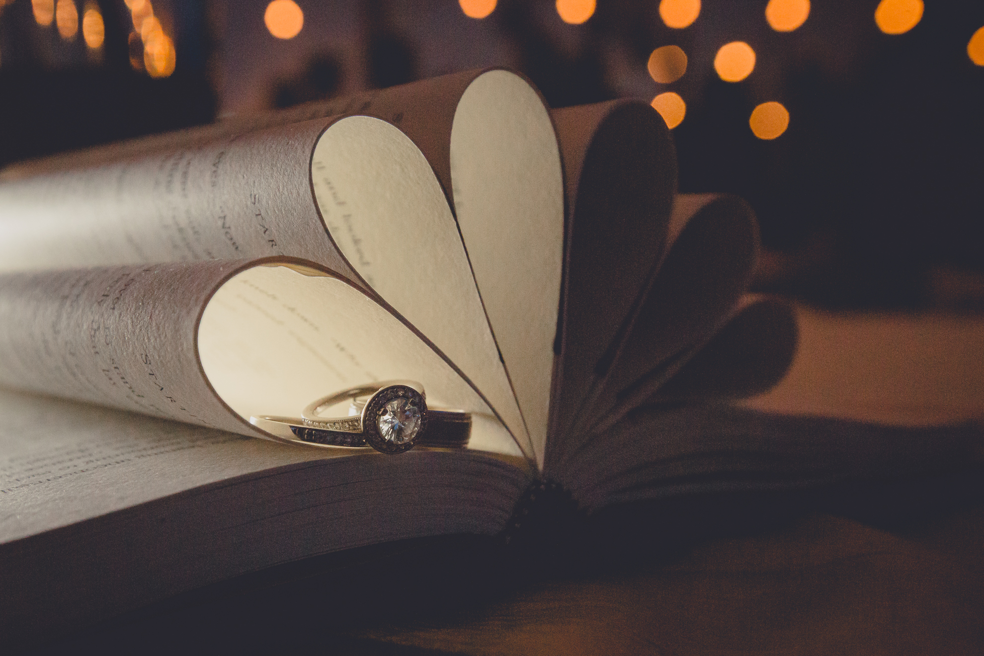 rings on book during tented reception at wedding venue Knox Farm near Buffalo, NY