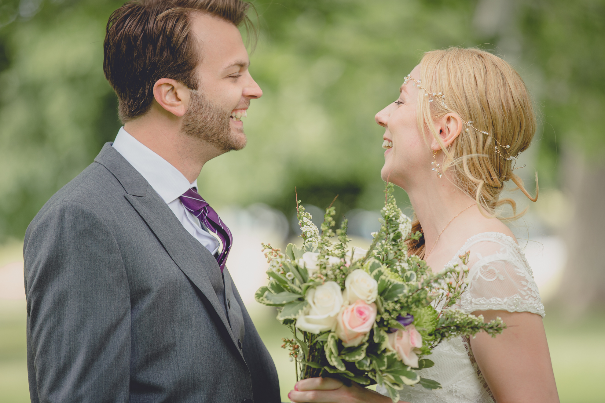 bride and groom see each other for the first time during their first look, aka reveal at their small wedding at Knox Farm near Buffalo, NY