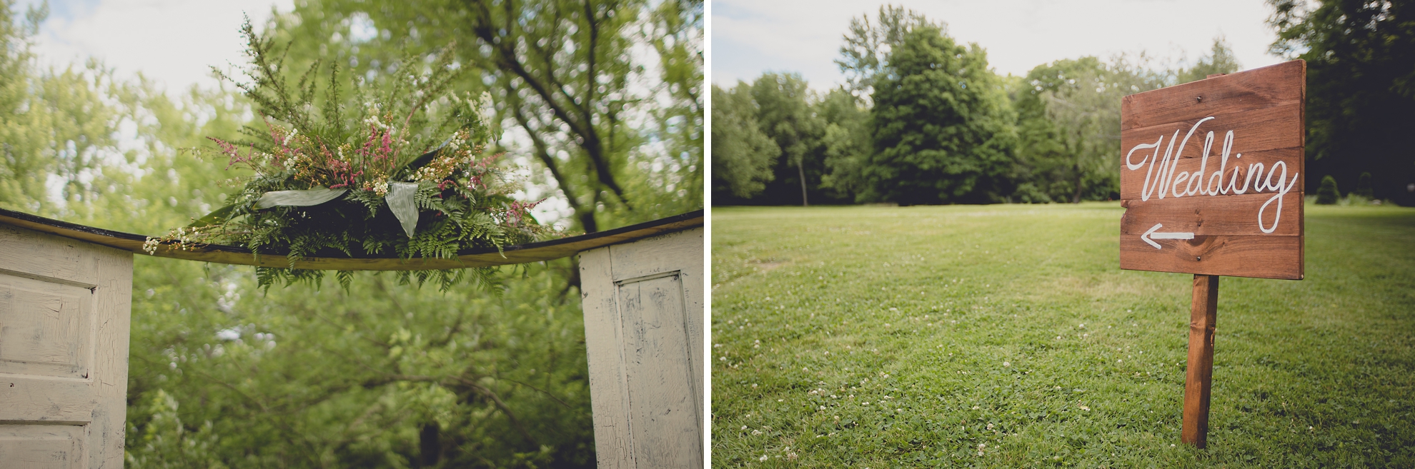 decorations for ceremony at small wedding at Knox Farm near Buffalo, NY