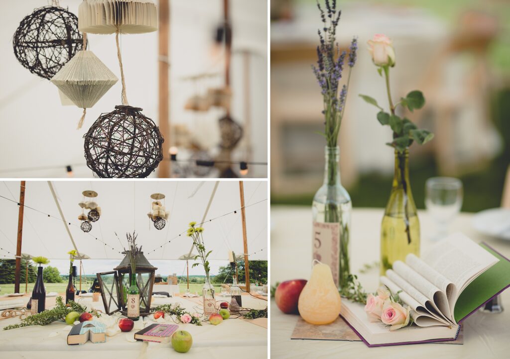 decoration inspiration at reception at small wedding at Knox Farm near Buffalo, NY