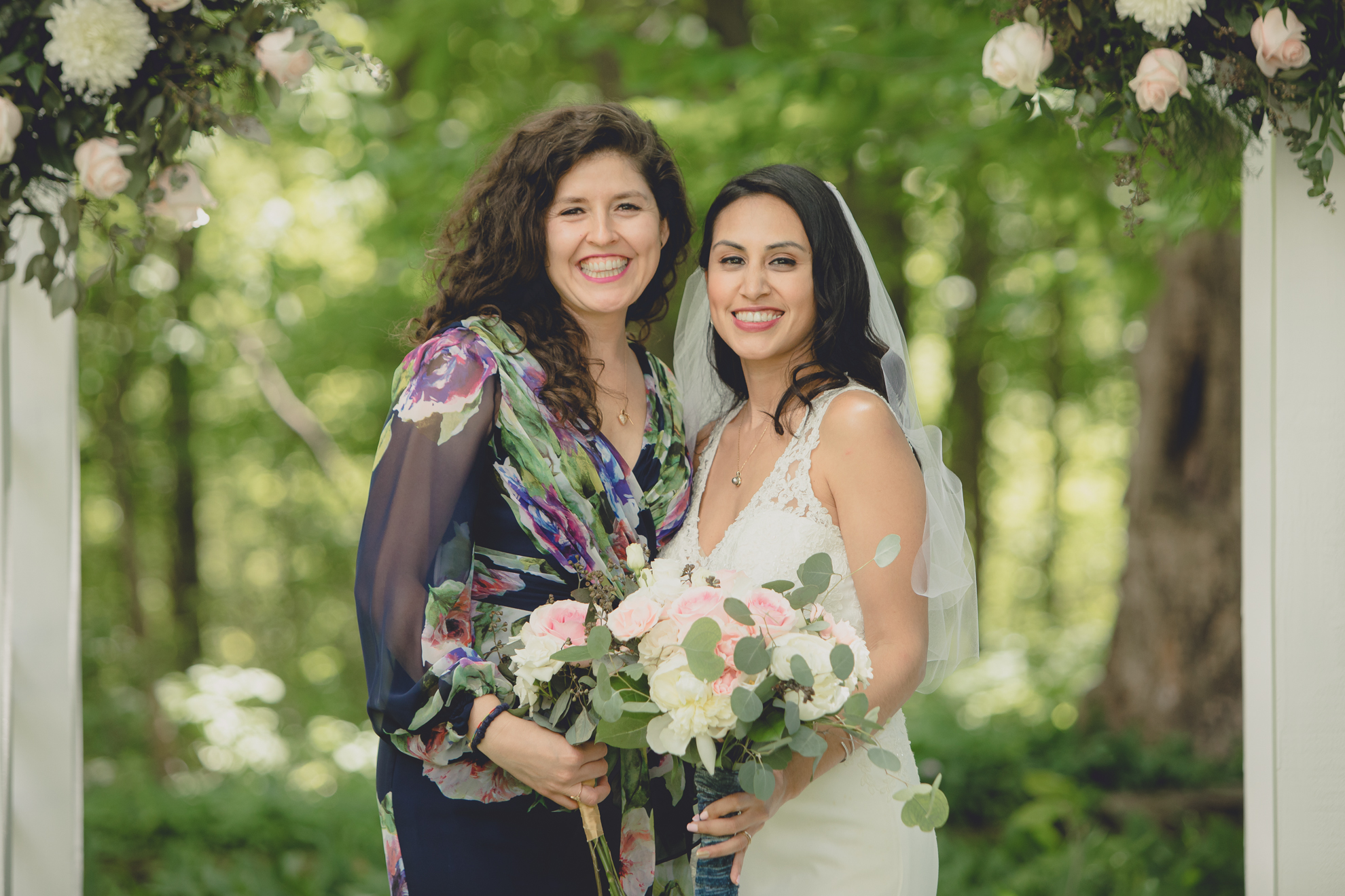 bridesmaid portrait after small backyard micro wedding ceremony in Buffalo, NY