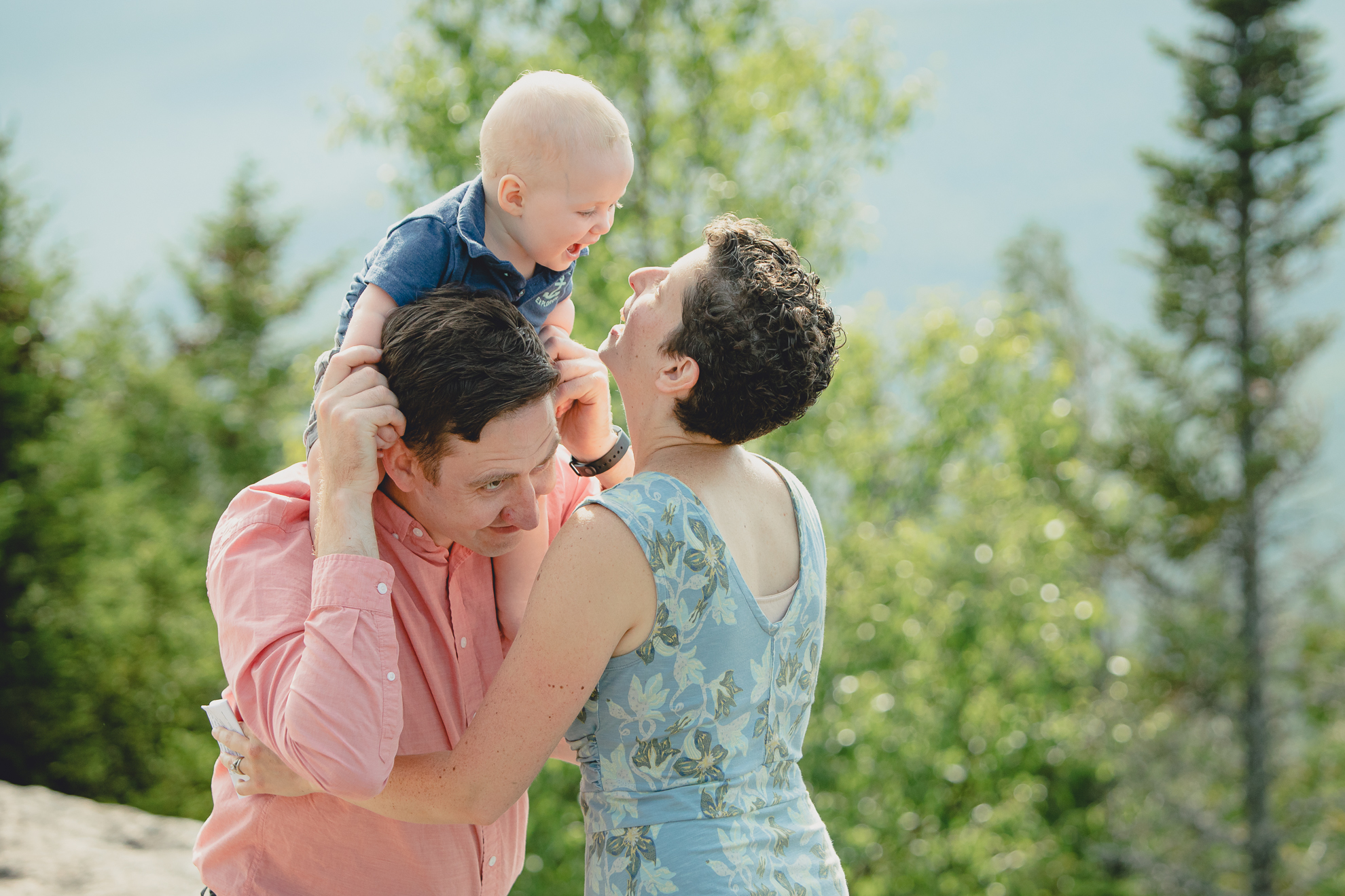 wedding vow renewal ceremony on summit of Mount Jo during photojournalistic family photography session in the Adirondack High Peaks Region of NY