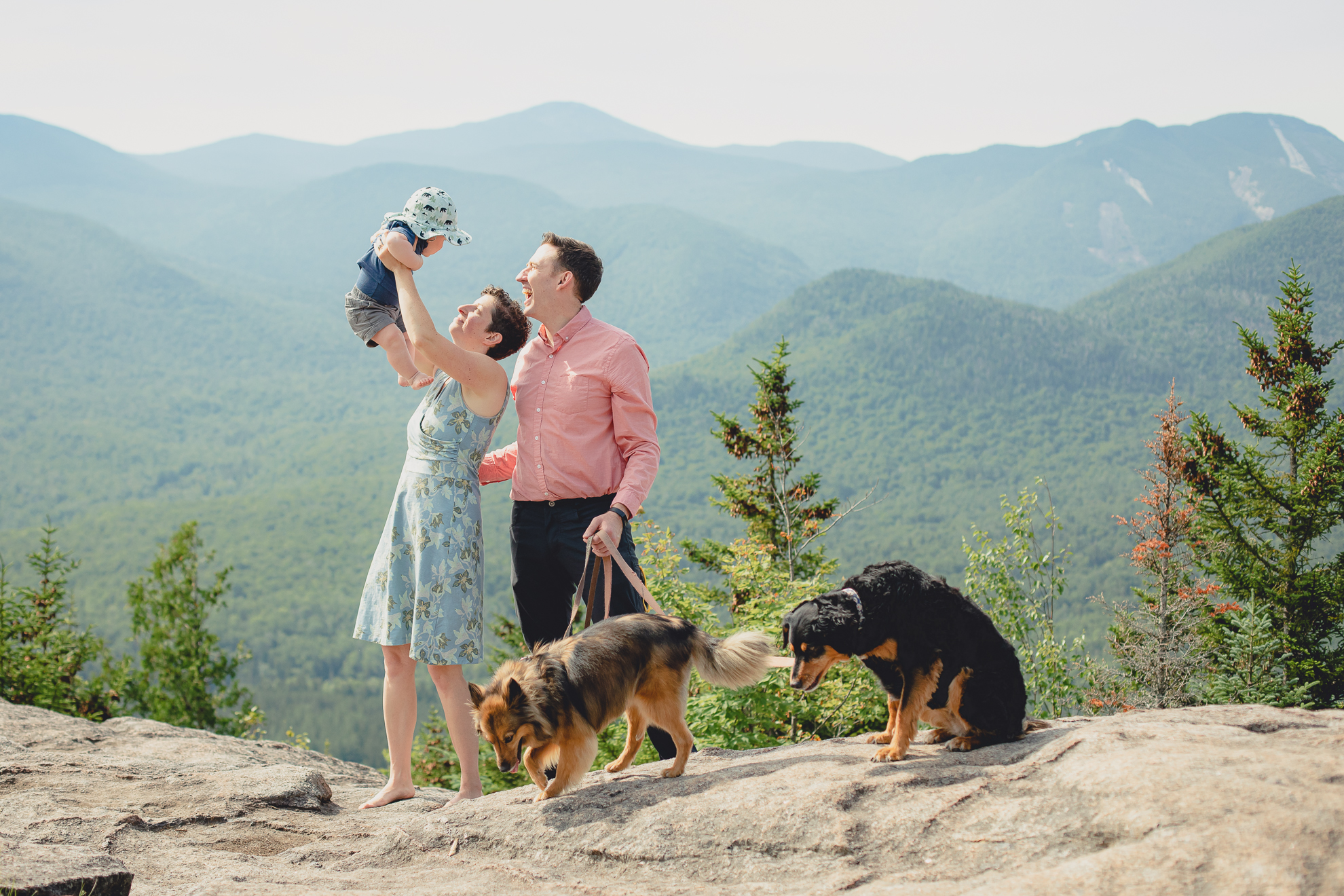 wedding vow renewal ceremony on summit of Mount Jo during photojournalistic family photography session in the Adirondack High Peaks Region of NY