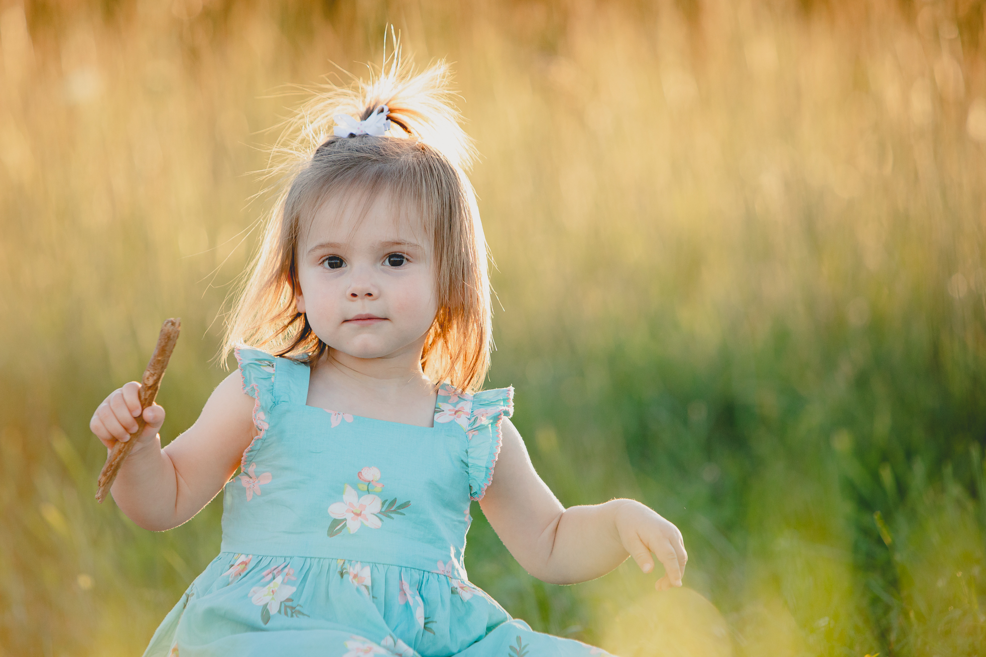 baby poses with stick during family portrait photography session at Knox Farm in East Aurora, a small town near Buffalo