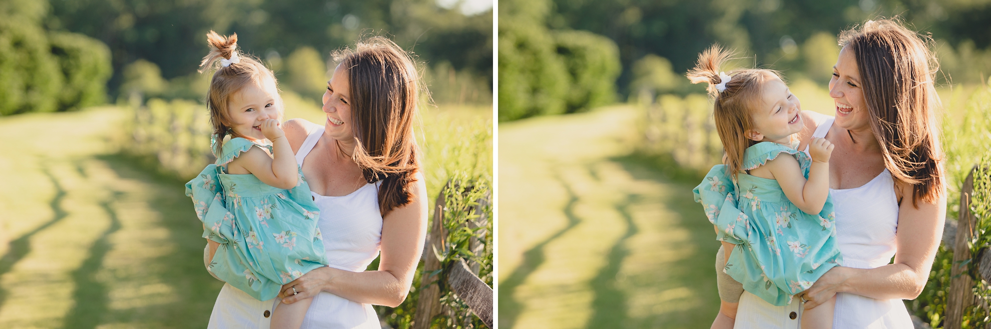 mom and baby laugh during family portrait photography session at Knox Farm in East Aurora, a small town near Buffalo