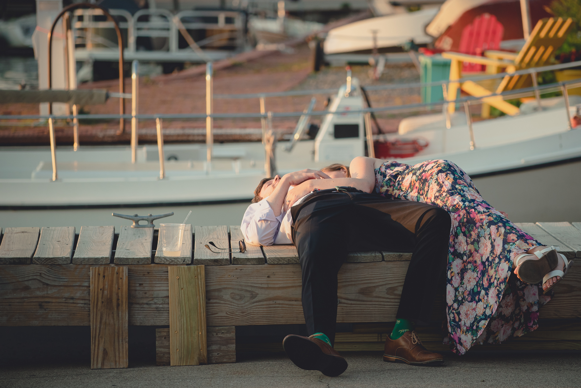 guests lay on dock at Youngstown Yacht Club during WNY micro wedding