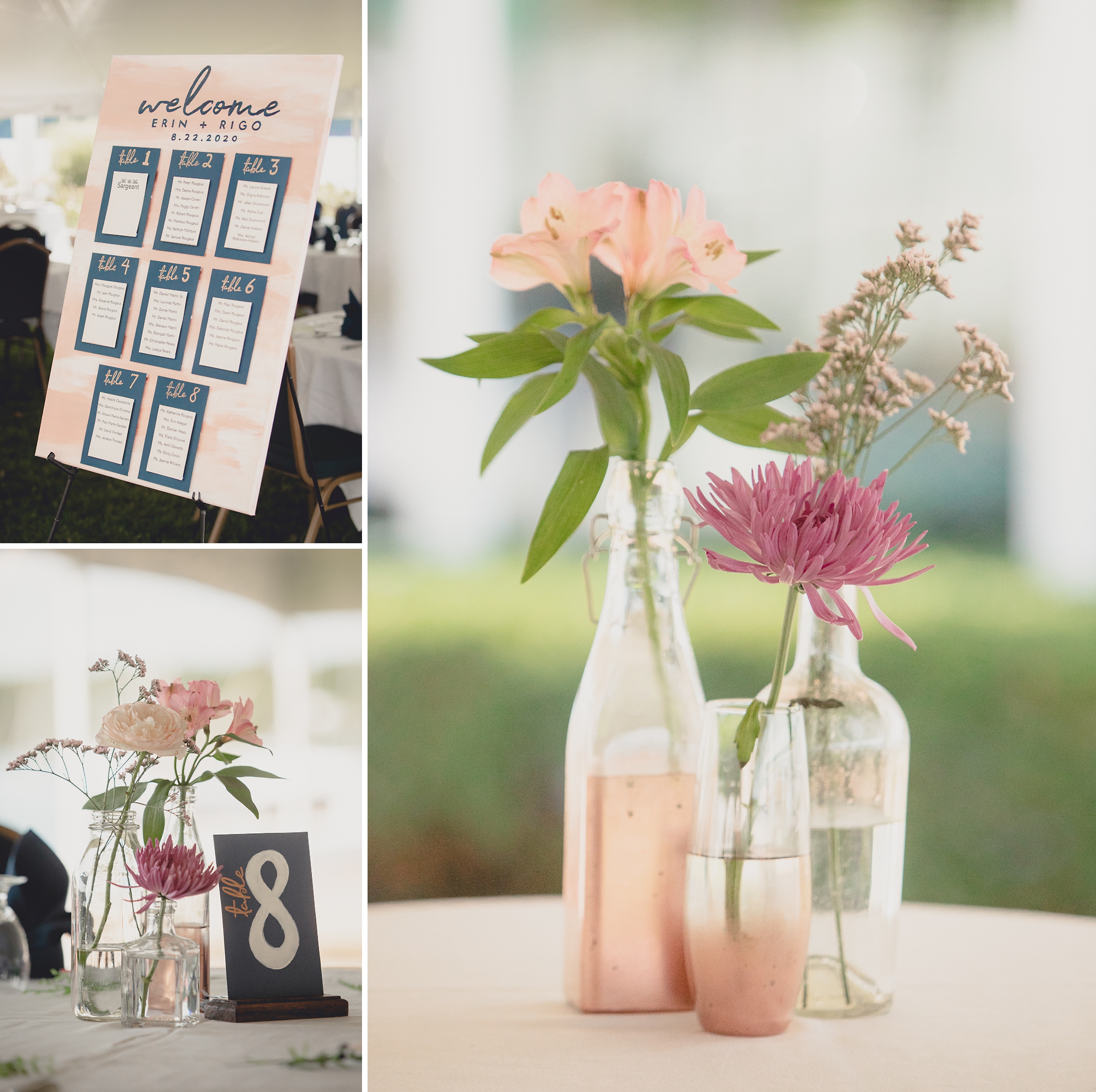 decorations at Youngstown Yacht Club during WNY micro wedding