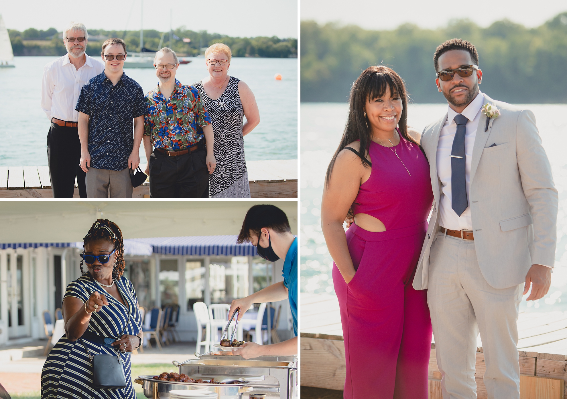 guests pose for photographer at Youngstown Yacht Club during WNY micro wedding