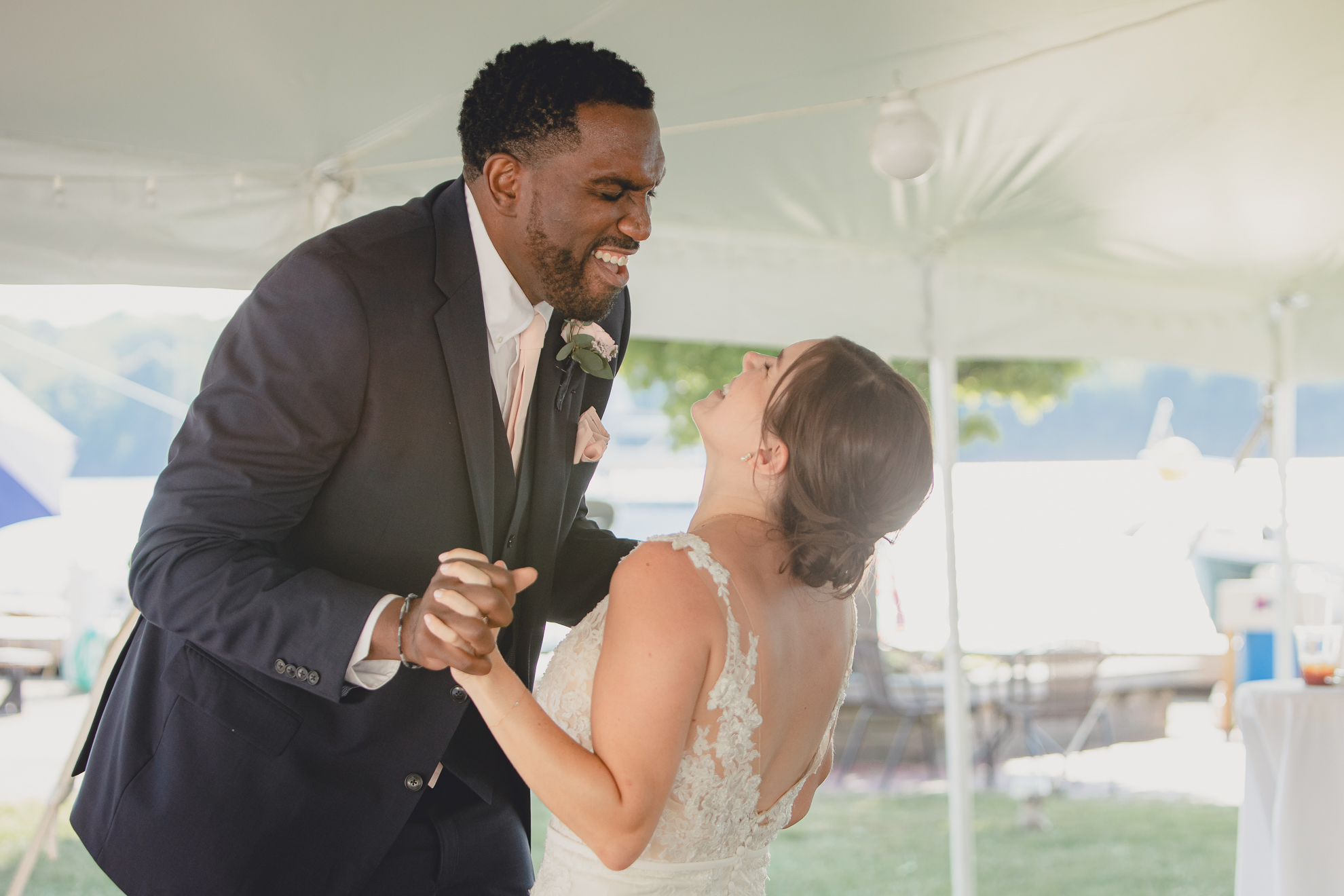 bride and groom dance at Youngstown Yacht Club during WNY micro wedding
