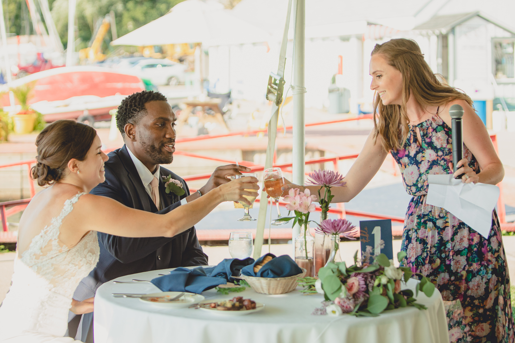 matron of honor delivers speech at Youngstown Yacht Club during WNY micro wedding