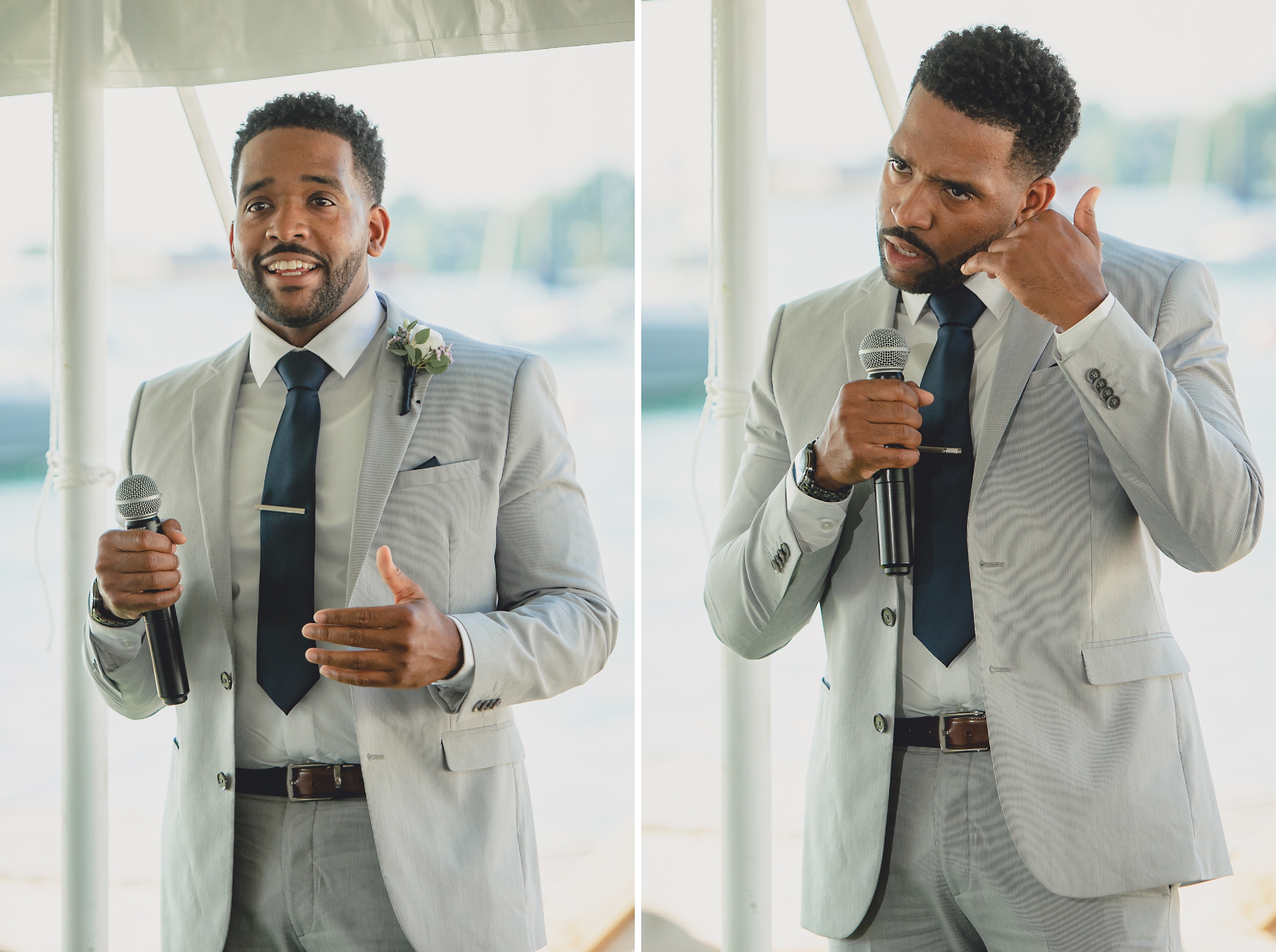 best man delivers speech at Youngstown Yacht Club during WNY micro wedding