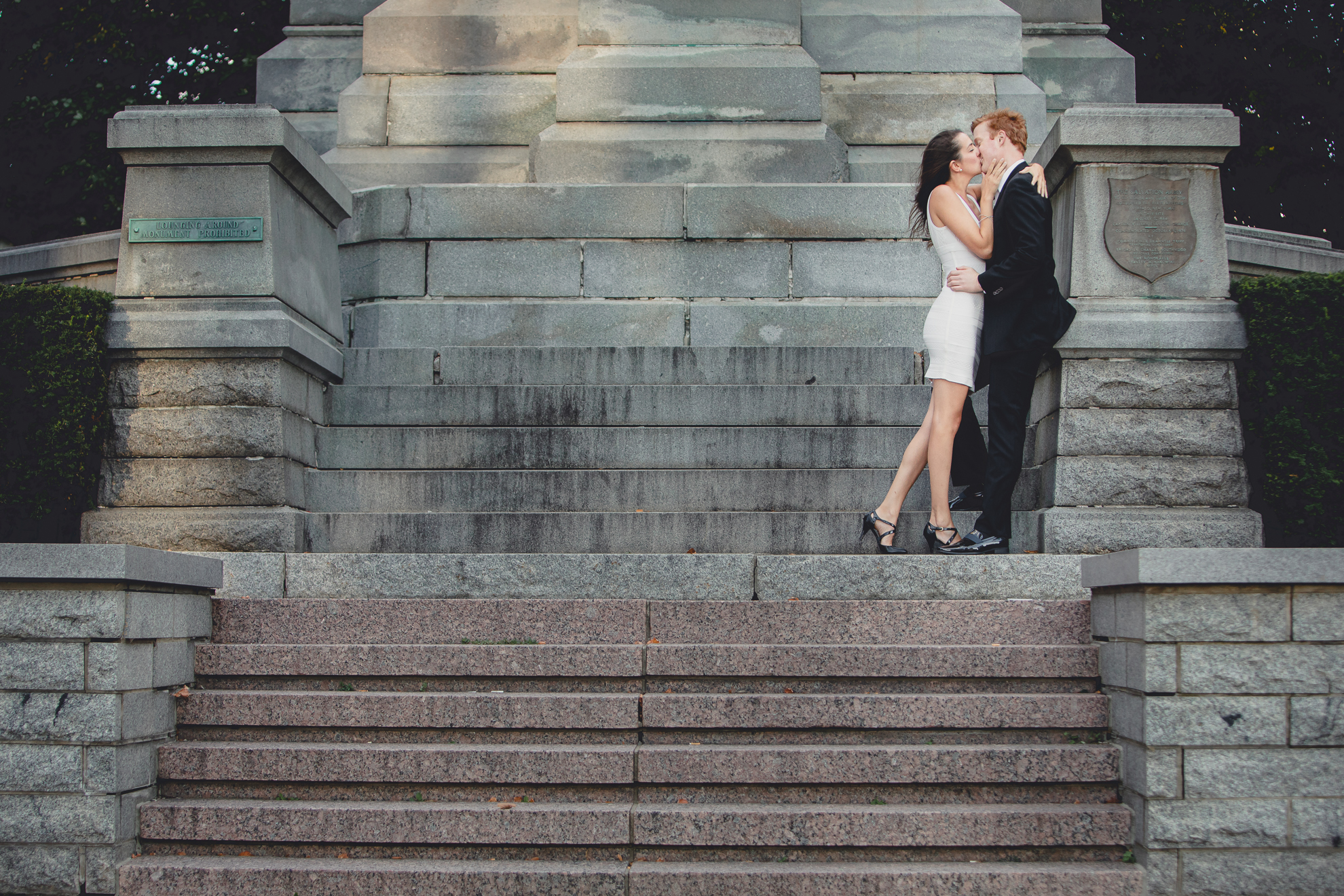 Courtney Woods and John Stevens wedding engagement portrait photography at Lafayette Square in Buffalo, NY