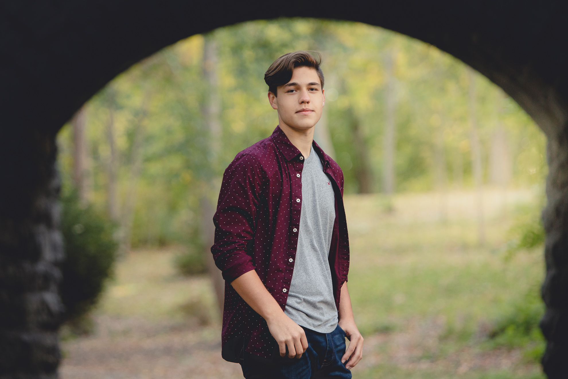 high school senior portrait photography at Ivy Bridge in Delaware Park in Buffalo, NY