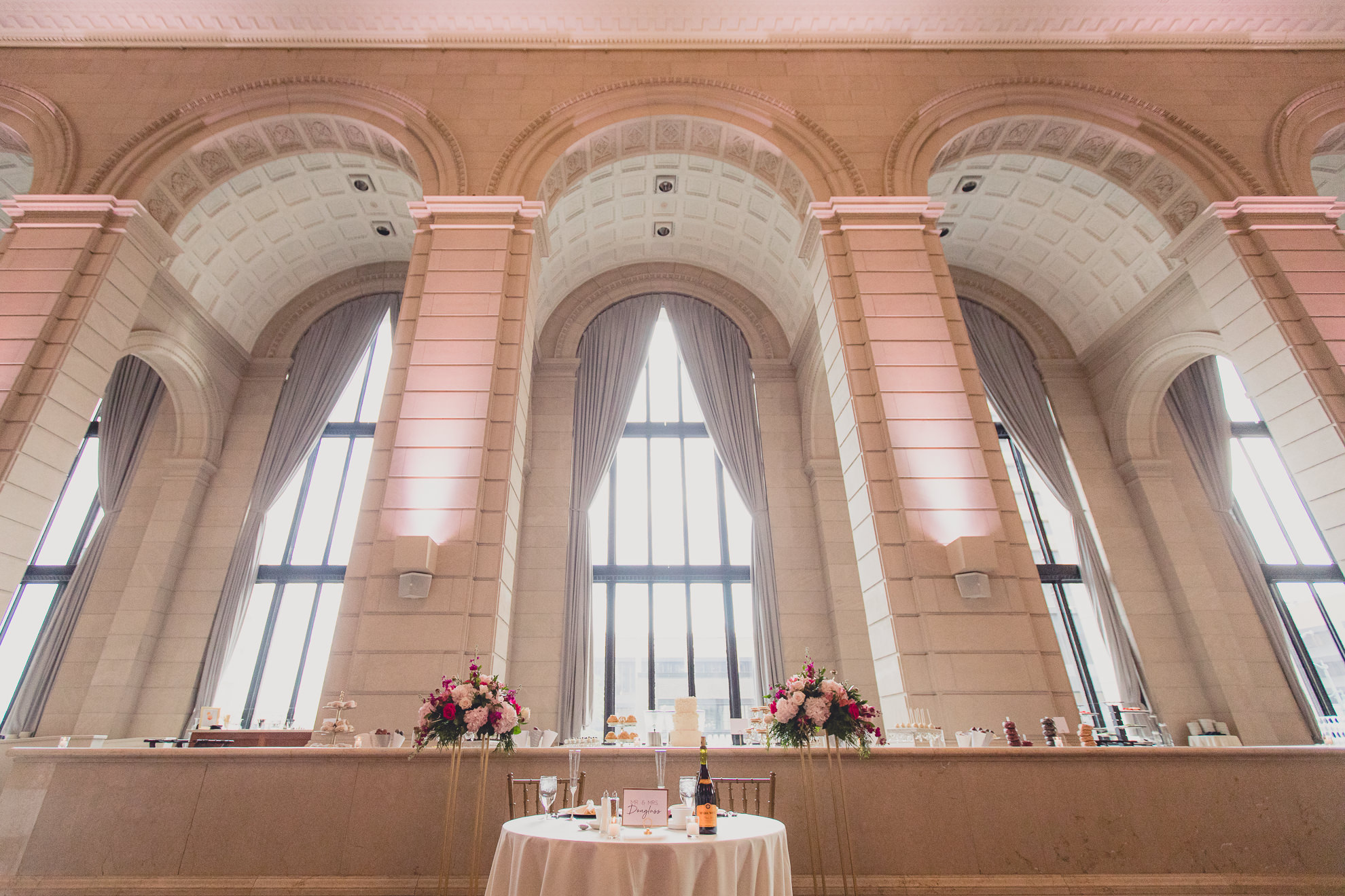 wedding decor at Admiral Room Ballroom wedding reception venue in downtown Buffalo, NY
