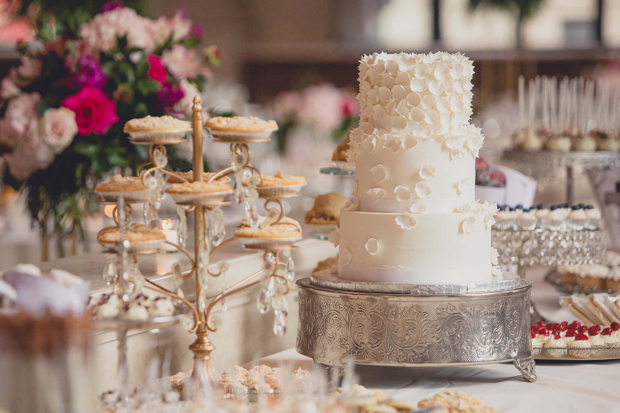 wedding cake at Admiral Room Ballroom wedding reception venue in downtown Buffalo, NY