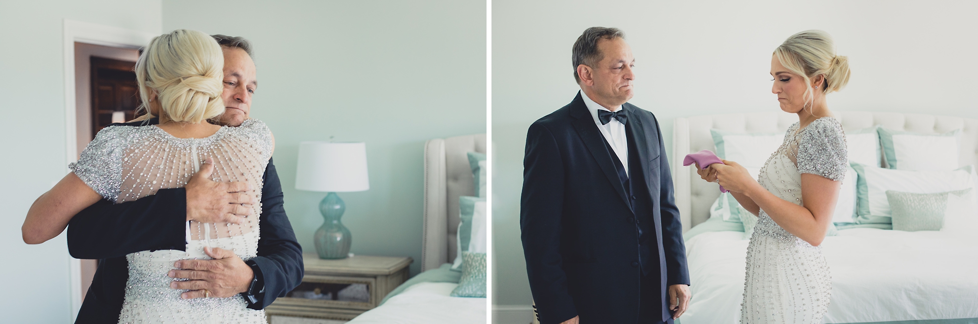dad gives bride handkerchief before wedding in Lewiston, NY