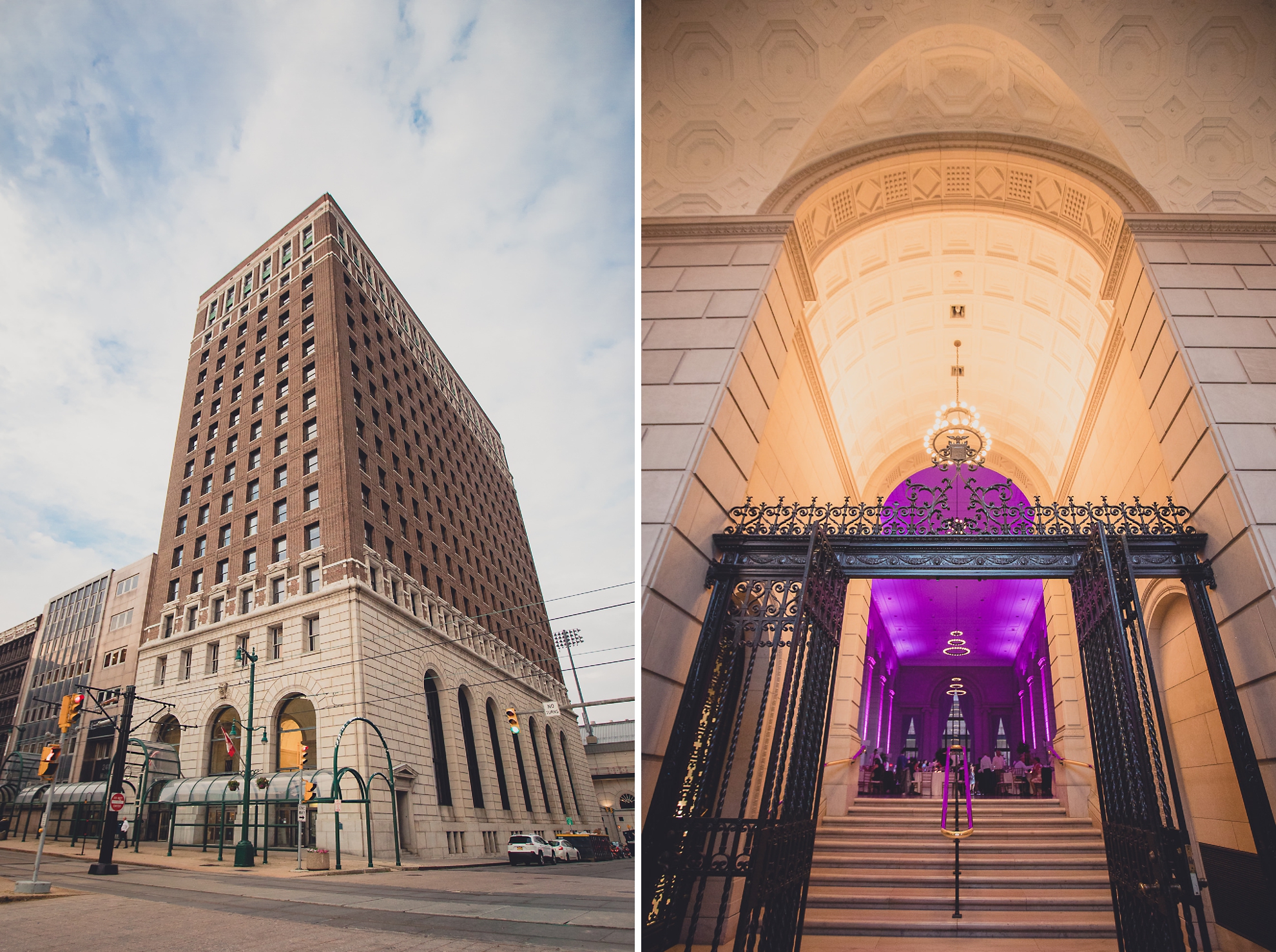 Exterior and entrance to Admiral Room Ballroom wedding reception venue in downtown Buffalo, NY