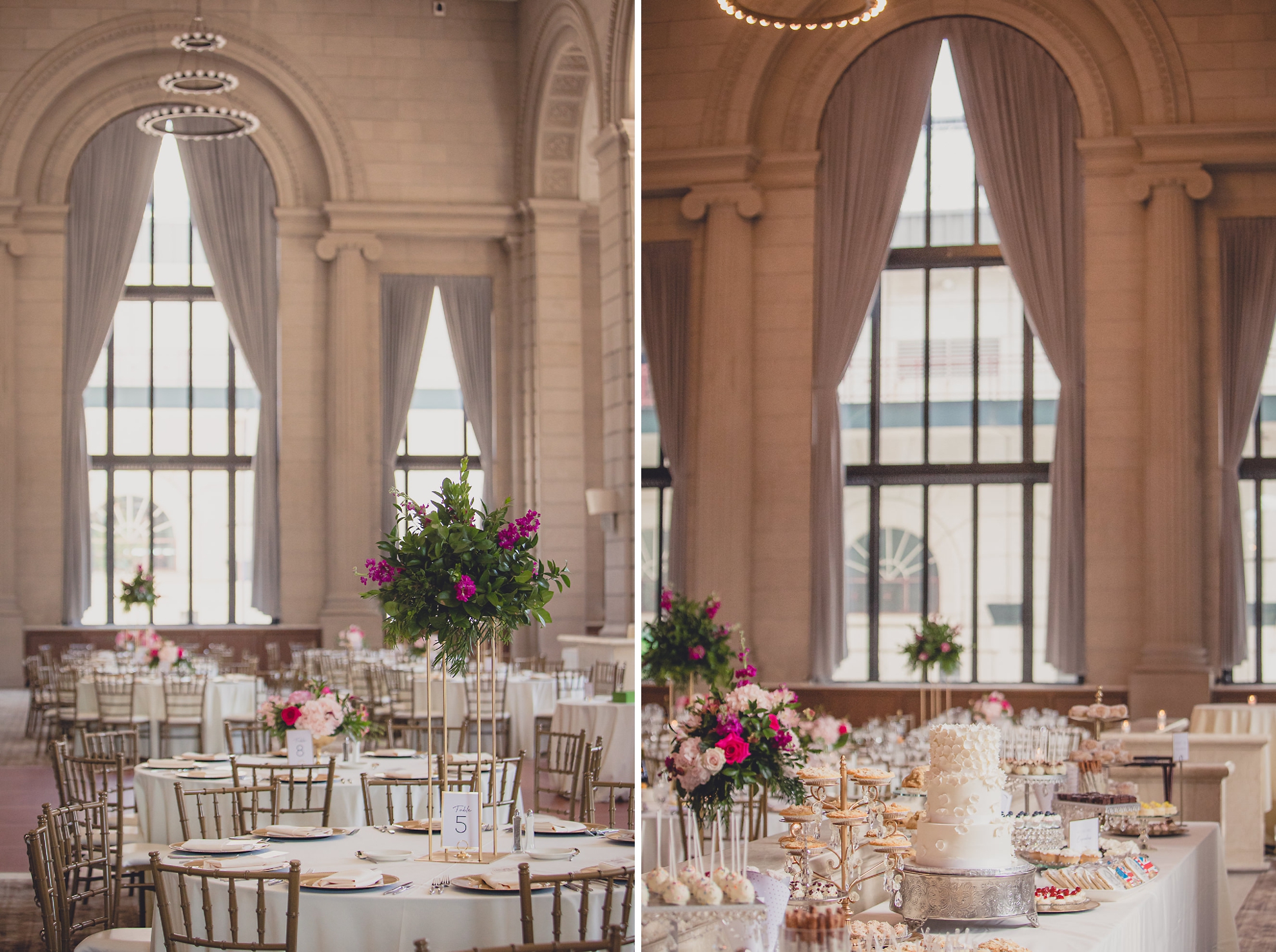 wedding decor at Admiral Room Ballroom wedding reception venue in downtown Buffalo, NY