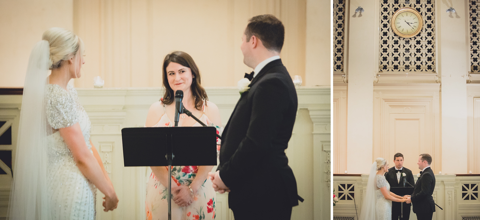 man and woman deliver readings during wedding ceremony at Karpeles Manuscript Library in Buffalo, NY