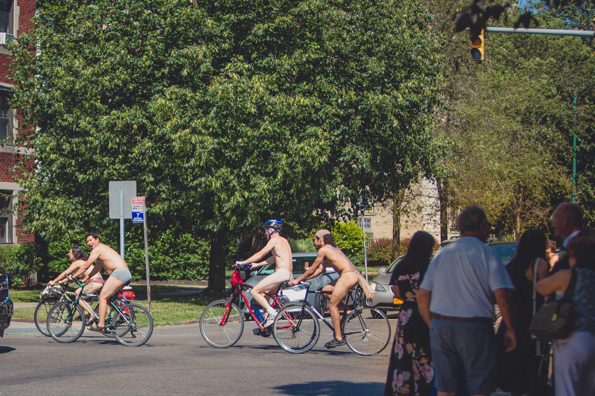 naked bike ride passes by Karpeles wedding ceremony in Buffalo, NY