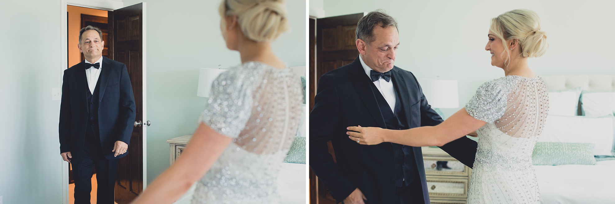 father sees bride for first time before wedding in Lewiston, NY